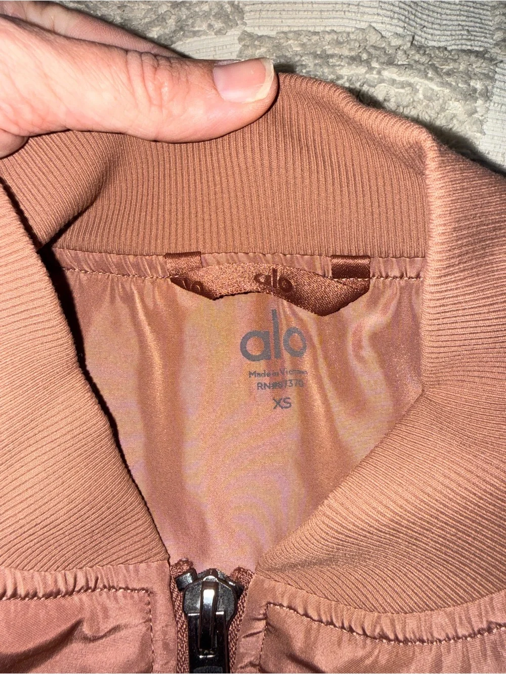 Alo Yoga It Girl Bomber Jacket Brown Pink XS W0374R